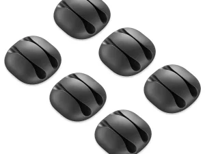 Set 6 organizatoare cabluri cu adeziv negre MK5541 deleyCON
