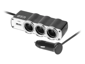Splitter de bricheta auto x3 cu USB si cablu Peiying PY-CHR0010