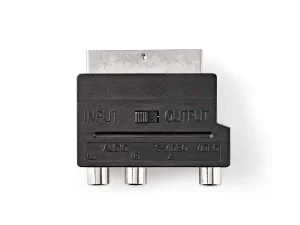 Adaptor Nedis cu comutator - SCART AV adaptor SCART tata - 3x RCA mama + S-Video mama CVGB31902BK