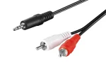 Cablu RCA mufa x2 Jack 3.5mm 3 pin mufa 0.5m culoare neagra Goobay 51701