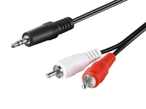 Cablu RCA mufa x2 Jack 3.5mm 3 pin mufa 0.5m culoare neagra Goobay 51701