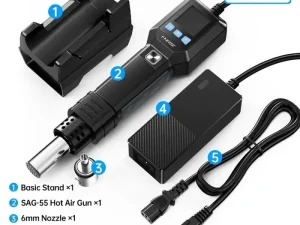 Pistol cu aer cald 550W pentru dezlipit FNIRSI SAG-55 S