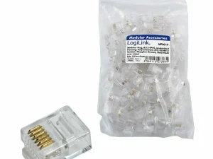 Set 100 conectori RJ12 6 pini 6P6C tata pe cablu LOGILINK MP0019-100